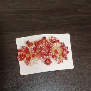Elegant Red Floral Hair Clip